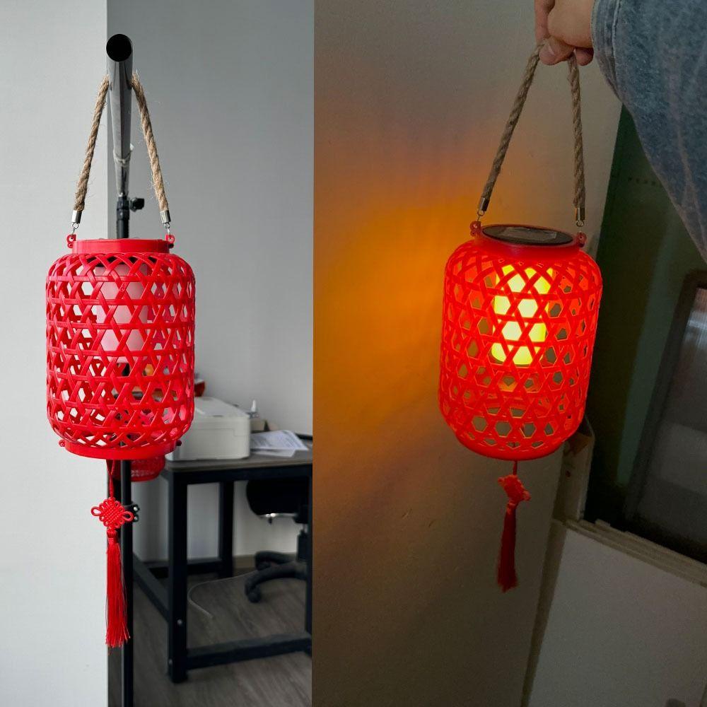 With Chinese knot Imitation Bamboo Lantern Hanging Tree Spring Festival Red Lantern New Year