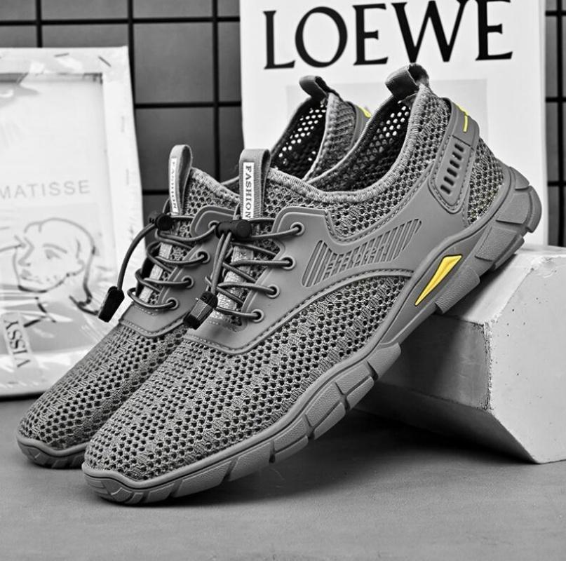 

New Fashion Mens Sandals Summer Outdoor Beach Leisure Mesh Shoes Breathable Hollow Out Treking Shoes Versatile Male Cool Sandals 39 бежевый