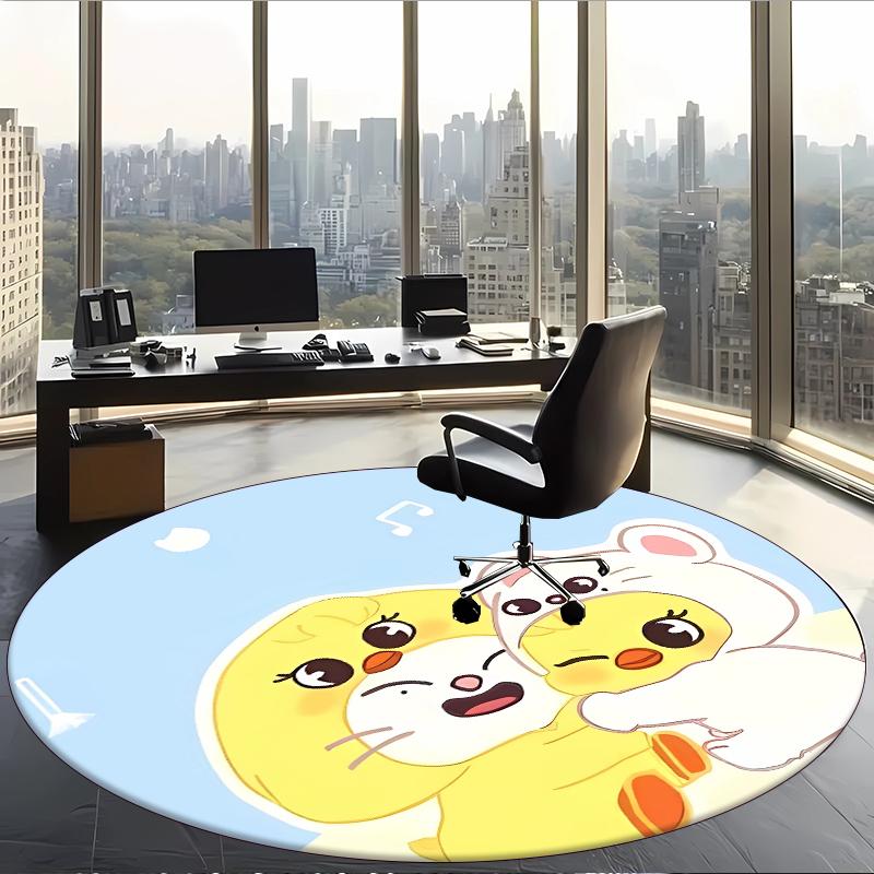 Hyunlix (1) Round Office Rug Decorative Floor Rug for Office Bedroom Living Room and Home Space