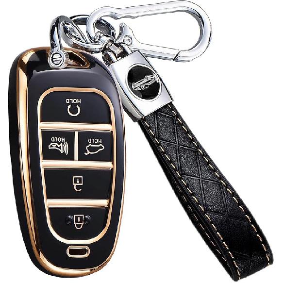 For Hyundai Key Fob Cover With Keychain, Premium TPU Key Case Shell For 2024   Hyundai Sonata, Tucson, Santa Cruz, Remote Smart Car Key Fob