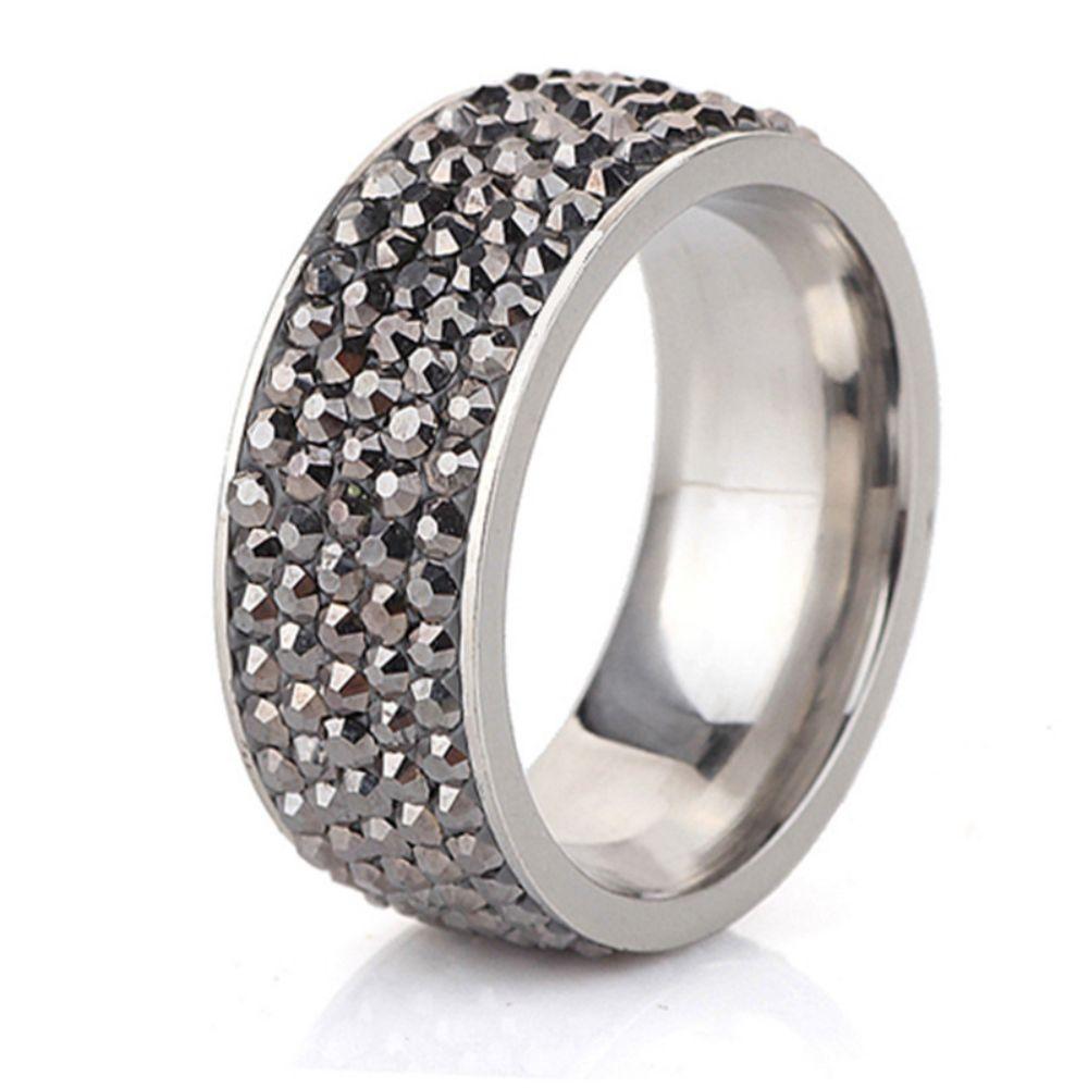 8mm Fashion Zircon Inlaid Gradient Ring for Women Men Stainless Steel Exquisite Ring Jewelry Party Birthday Gift Wholesale