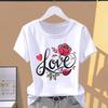 (Asian Size) Short Sleeve T-shirts Women's Top T Clothing Print Flower Letter Trend  Fashion Female Casual O-neck Graphic Tee