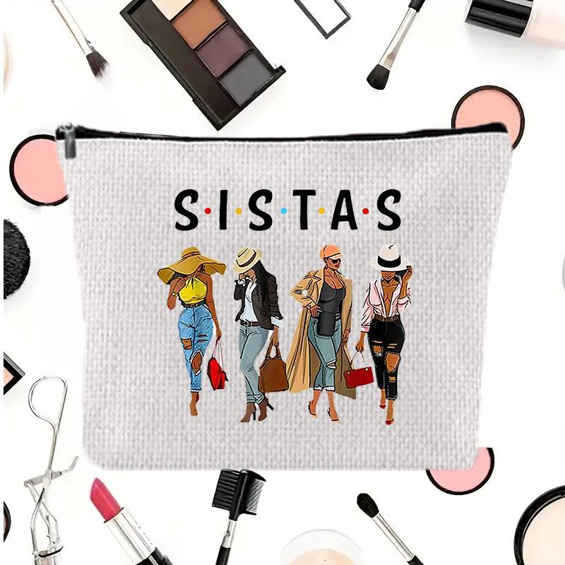 Large Capacity Linen Makeup Bag: Cross-Border Printed Cosmetic Storage with Zipper