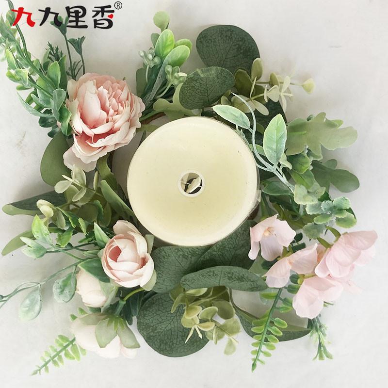American Imitation Wreath Candle Ring Macaron Rose Wreath Table Wedding Party Decoration Wreath