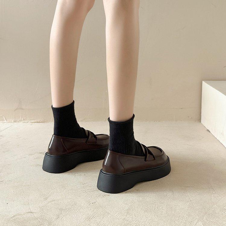British Style Platform Small Leather Shoes Women's Spring and Autumn 2025 New One-pedal Jk Single Shoes Muffin Bottom Loafers