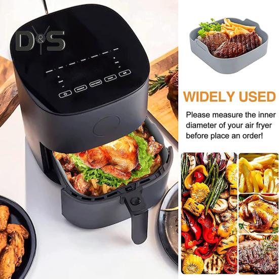 Reusable Air Fryers Basket Evenly Heated Useful with Dual Handle Air Frying Pot Liner Tray