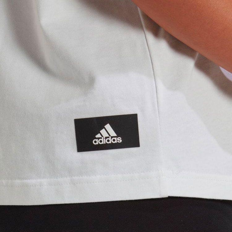 Adidas T Shirts Women's White Crew Neck Moderate Straight Fit HC6358