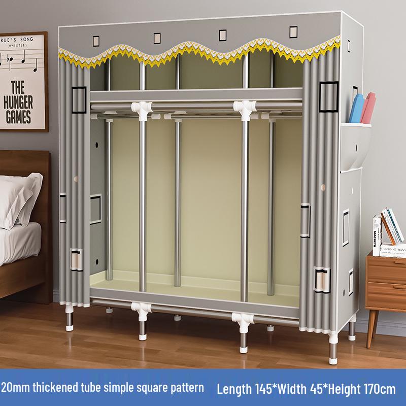 Thickened Steel Pipe Fabric Wardrobe for Dorm or Bedroom Storage