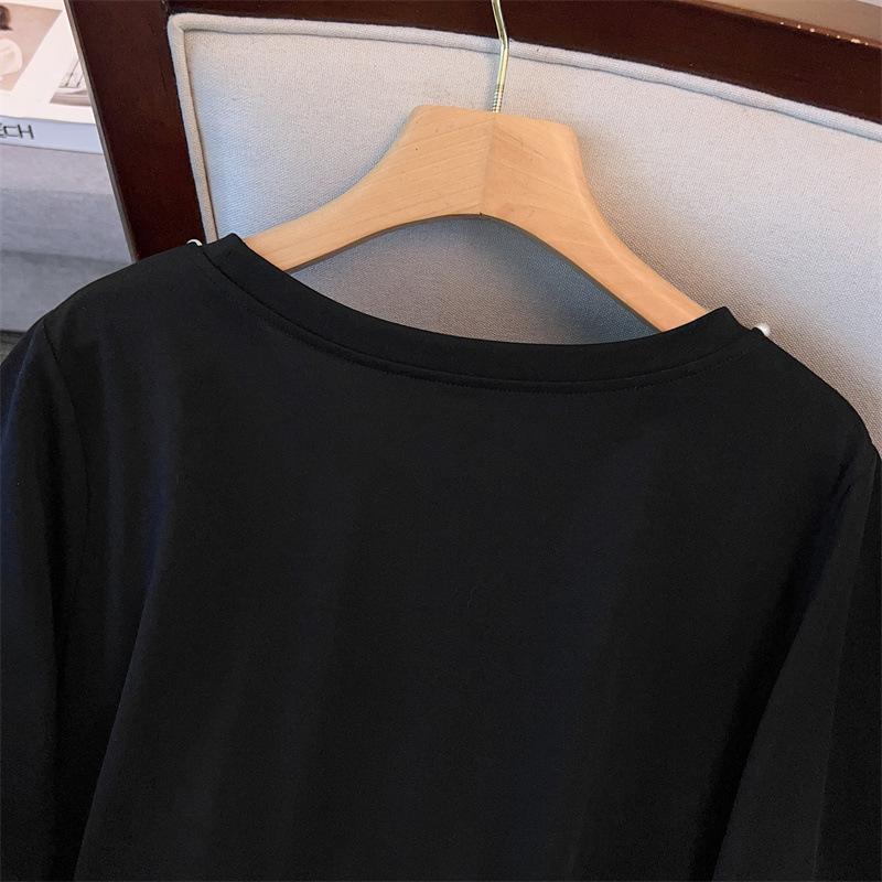 Plus Size Women's Loose Fit Split Hem Short Sleeve T-Shirt