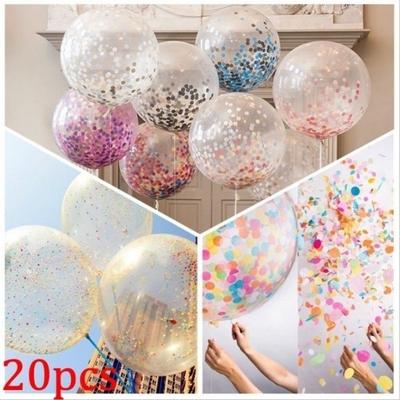 20Pcs Glitter Latex Confetti Balloon Romantic Wedding Decoration  Clear Round Balloons DIY Birth