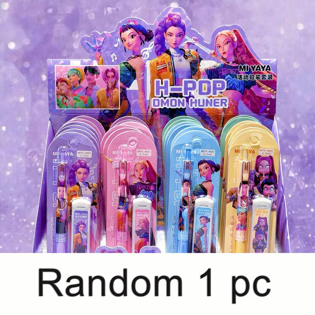 New K-POP Demon Hunters Mechanical Pencil Set with Lead Refills 0.5mm Cartoon Writing Pens, School Supplies Gift for Kids & Fans