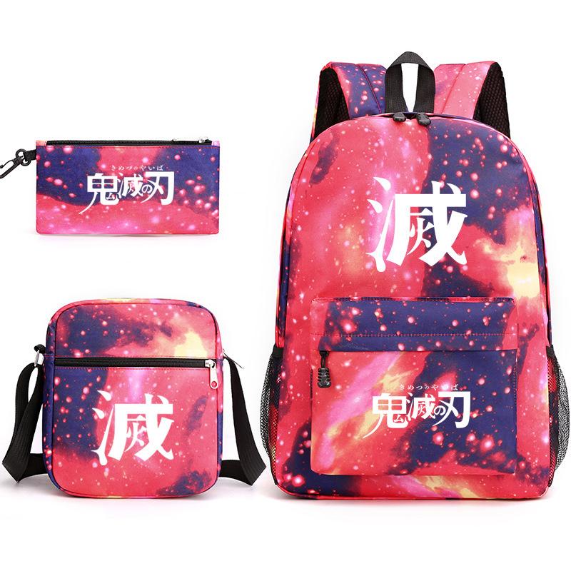 Anime Ghost Destroyer Blade Three-piece School Bag Small Shoulder Pencil Bag Primary and Secondary School Students Backpack