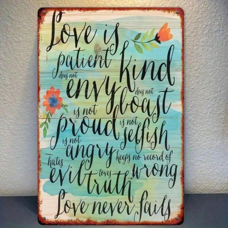 

Metal Poster Wall Art Handmade Love Kindness Retro Hardware Decor for Living Room