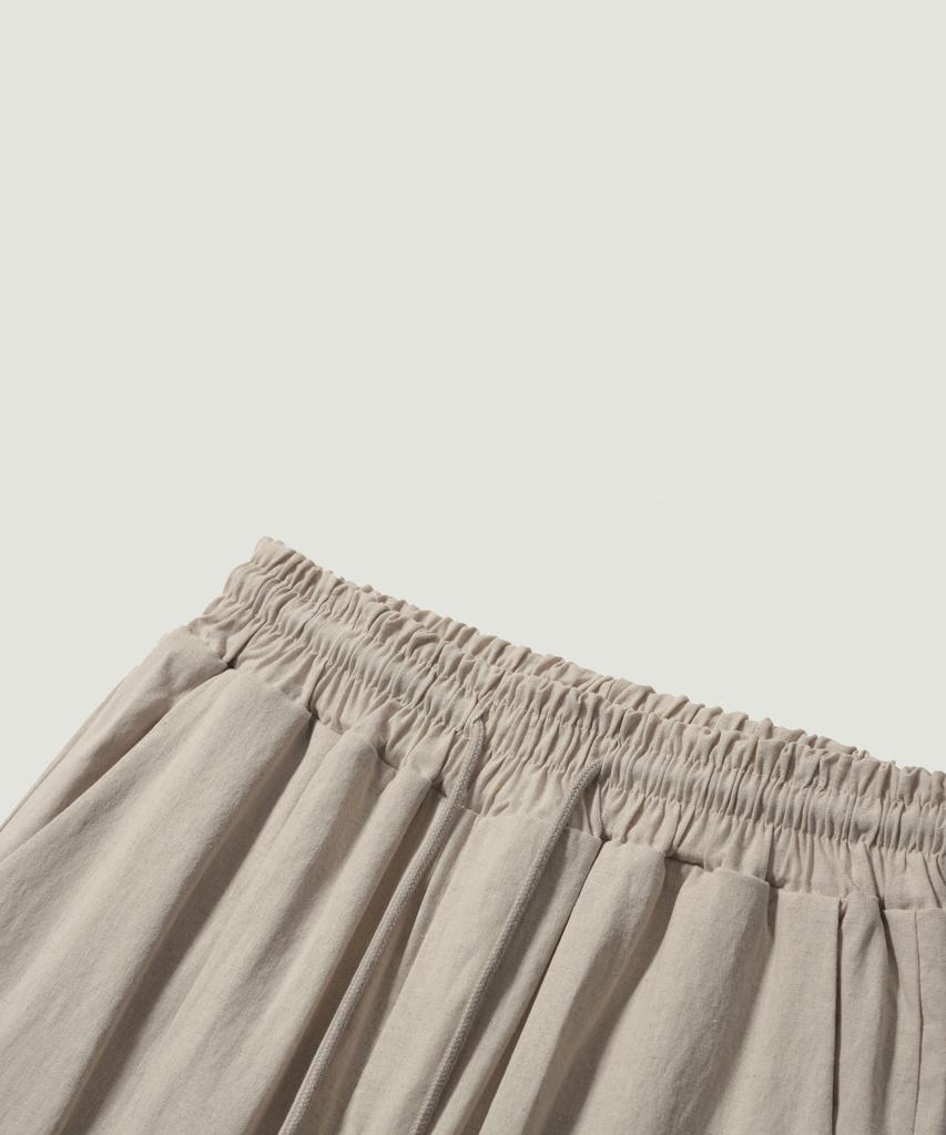 EASE Linen Elastic Waist Pants [Regular Fit]_Oatmeal_Unisex