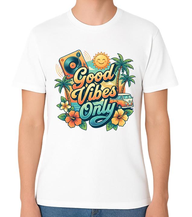 Good Vibes Only T-Shirt Tropical Summer Beach Holiday Graphic Cool Unisex Tee S разноцветный