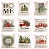 Weihnachtstruck Dekorationsmuster Kissenbezug mit kurzem Plüschdruck für Wohnzimmer Sofa Dekoration Kissenbezug