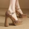Damen Sommer Schuhe Stripper Schuhe für Frau 2025 Sandalen Abend Plateau Spitz Super Hoher Absatz Block Klobige Absätze