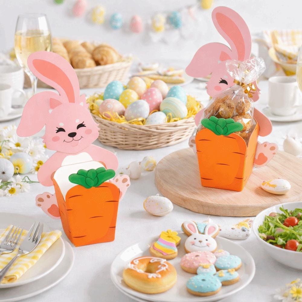 Paper Box Food Packaging Case Rabbit Hug Carrot Design Cookie Box Easter Candy Box  Gift Giving