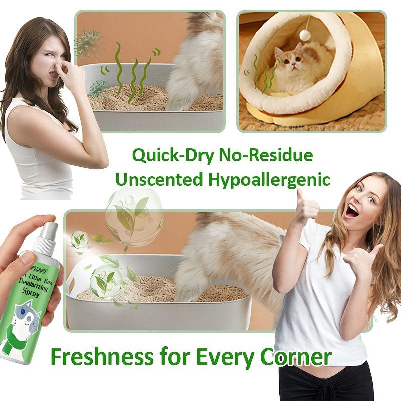 Cat Litter Deodorizing Spray - Multi-Purpose Deodorizer for Cats and Litter Boxes, Powerfully Removes Urine, Feces, and Training Pad Odors, Suitable