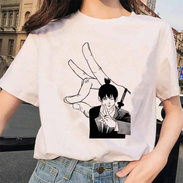 Kettensäge Unisex T-Shirt Damen Japanischer Anime Gotische T-Shirts Grafik Y2k Kleidung Lustiges Cartoon Unisex Kurzarm T-Shirt Oberteile