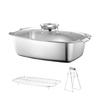 Stainless Steels Steamed Fishes Pots Square Steaming Cookware with Rack Large Capacity Cooking Pots Stockpot Easy To Use