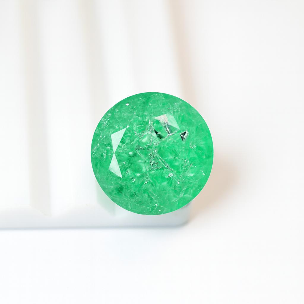 Zambian 40 Ct Round Shape NATURAL Green Emerald Loose Gemstone