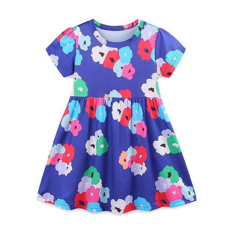 European Style Girls  Short-Sleeve Printed Princess Dress - Summer Fashion Round Neck 3Y