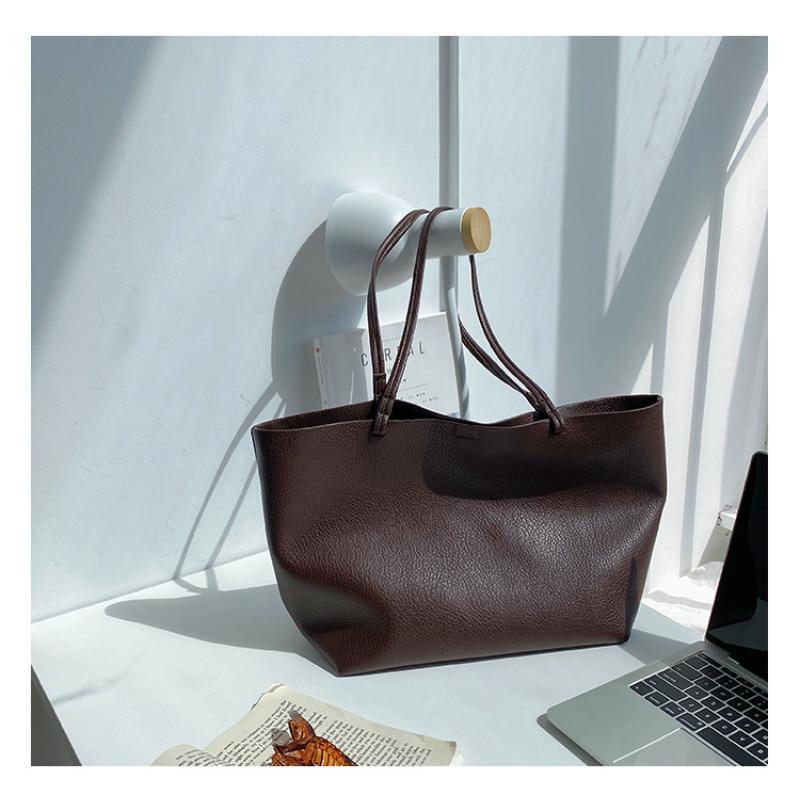 

Vintage Soft Leather Tote Bag for Women - Large Capacity Commuter Shoulder Bag Minimalist Fashion Work Bag & Daily Carryall кавовий
