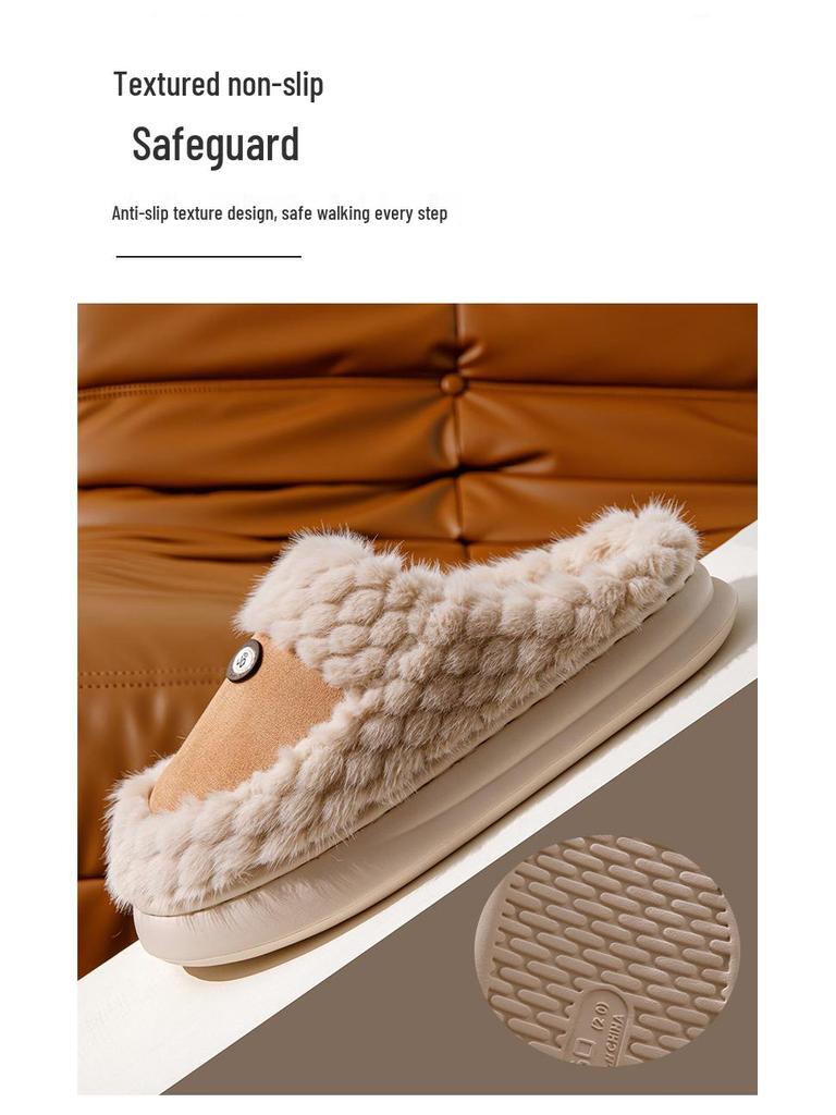 Plush Non-Slip Cotton Slippers for Men & Women - Cozy, Thick-Soled, Perfect for Indoor & Outdoor Use In Fall & Winter