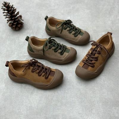 Retro ležérní kožené jednoduché boty Sportovní boty s kulatou špičkou Nízká horní vrstva hlavy Měkké boty z hovězí kůže