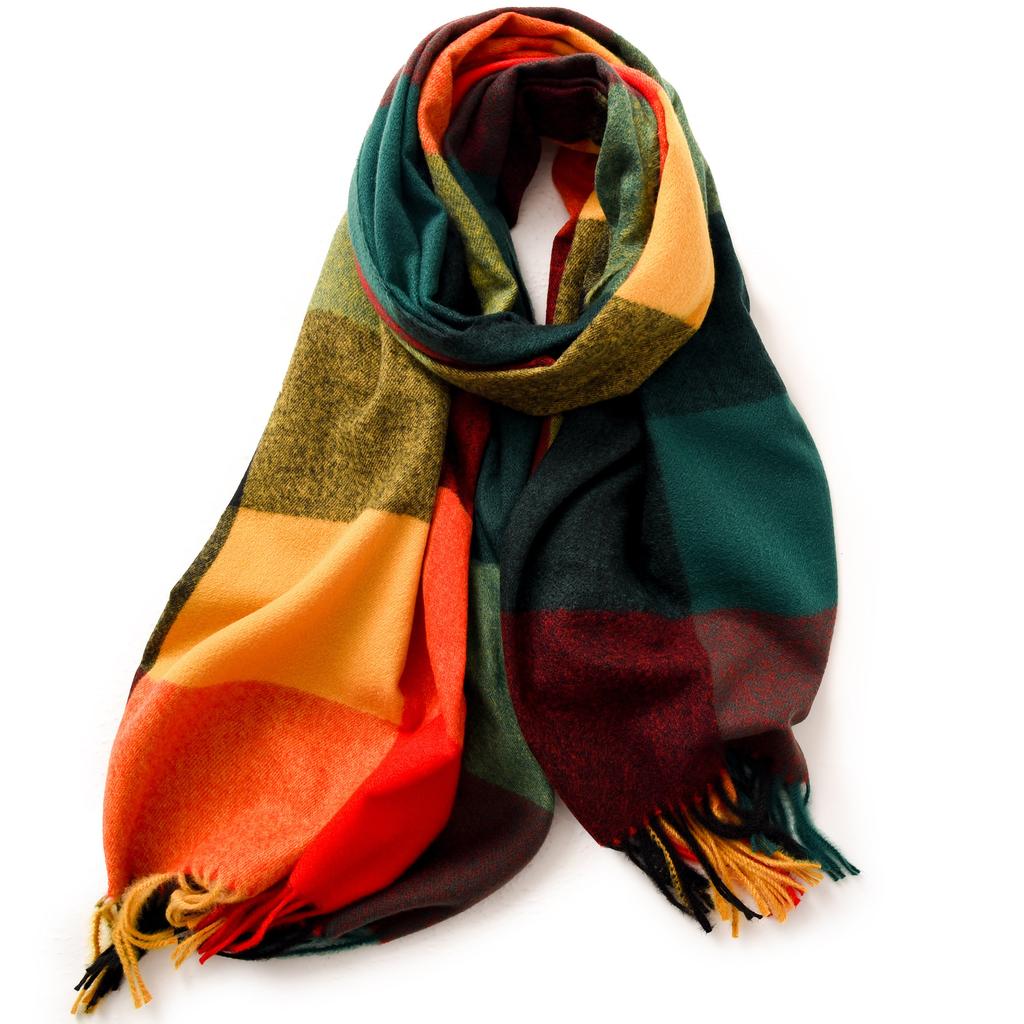 Plaid scarf women's autumn and winter imitation cashmere warm scarf office shawl with high-end scarf women's winter