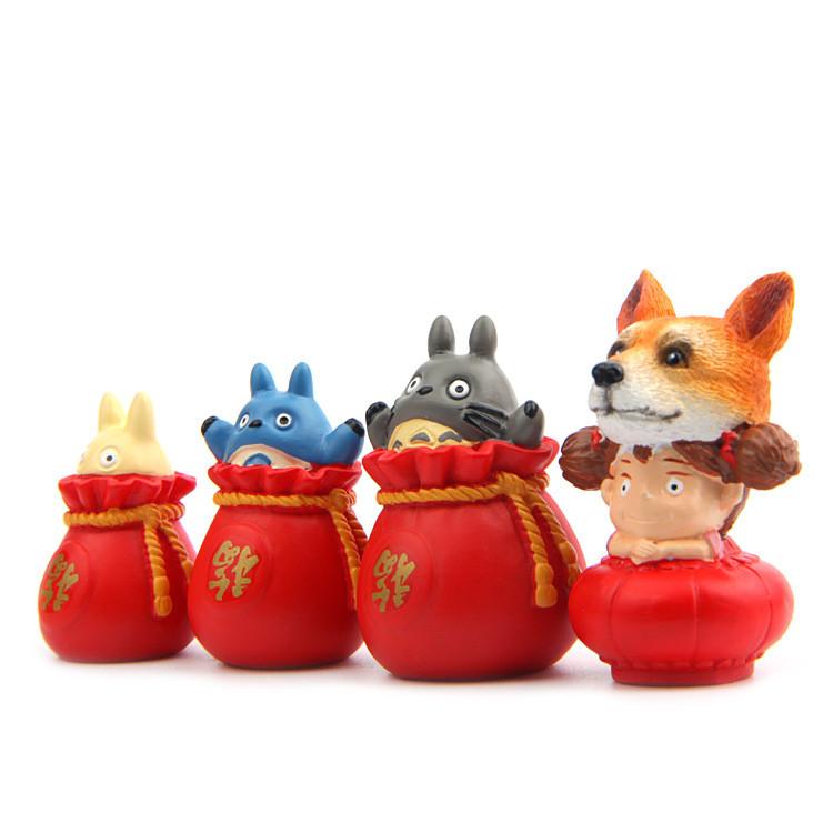 Bag Totoro Lucky Cat Girl New Year Theme Mini Model Ornament For Decoration Prop