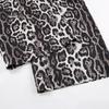 Women Long Pants Elastic High Waist Wide Leg Trousers with Pockets Leopard Print High Street Style Casual Pants