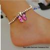 Women's Rhinestone Butterfly Pendant Anklet - Trendy Sparkling Foot Jewelry