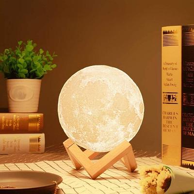 3D Moon Light Lamp 7 Multi Colors Changing Touch Sensor for Adult and Kids with Wooden Stand Moon Night Lamp for Decor New