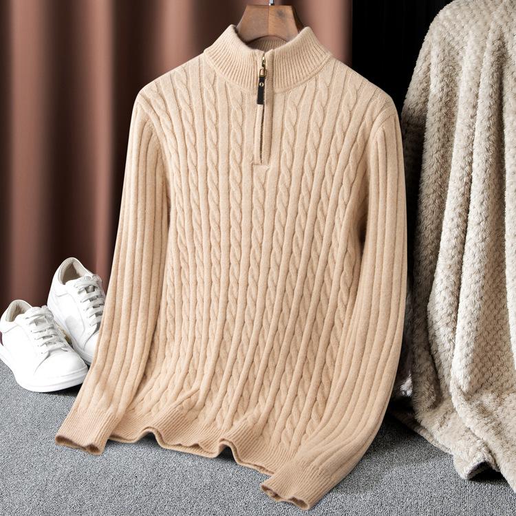 Men S Knit Sweater Half Zip Collar Loose Fit Pullover M