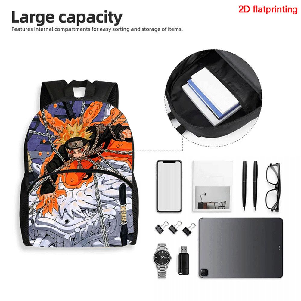 2Pcs Set NARUTO Anime Backpack With Front Pocket & Pencil Bag, School & Daily Use, Lightweight & Durable For Boys Girls Age 6-10