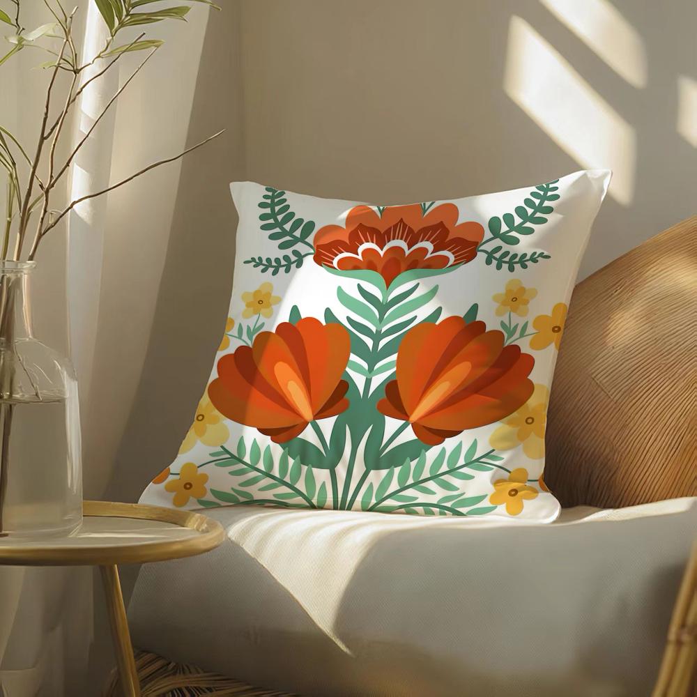 Simple Farm Crop Flower Print Pillow Case Double-Sided Plush Sofa Cushion Covers Organic Breathable Invisible Zipper