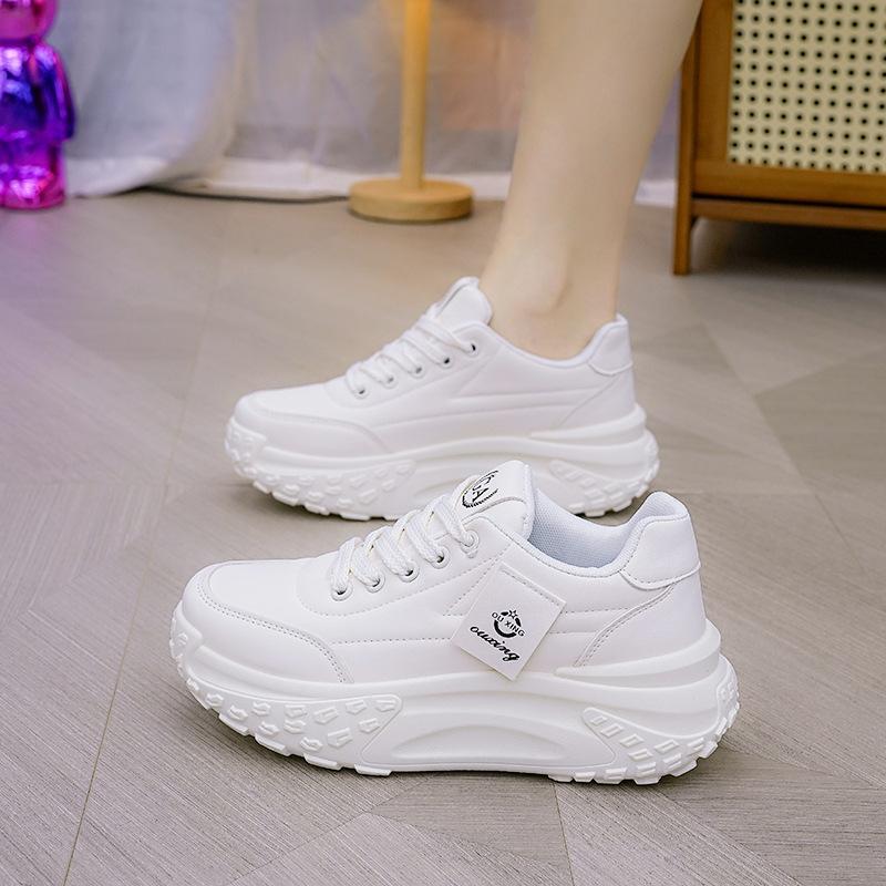 Adidași de damă de primăvară, pantofi albi mici, pantofi noi cu platformă, pantofi de tată, pantofi de bord versatili și respirabili pentru studenți, pantofi de damă