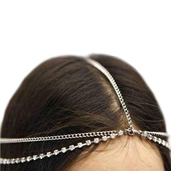Lady Bohemian Fashion Rhinestone Layered Head Chain Headpiece Hair Band Jewelry