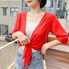 Women Shawl Short Solid Color Cardigan Perspective Anti-UV Women Cape for Home Wear