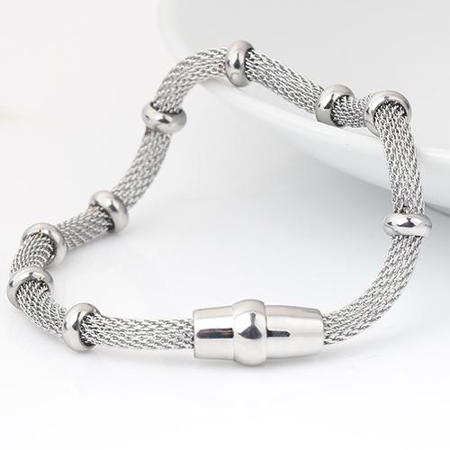 High quality Three stainless steel clasp Bracelets with charms cable mesh bracelet chain bracelet for men or women