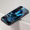 Blue Butterfly Tempered Glass Phone Case Suitable for Samsung Galaxy S26 S25 S24 S23 S22 S20 FE/Ultra/Plus Anti Drop Back Cover