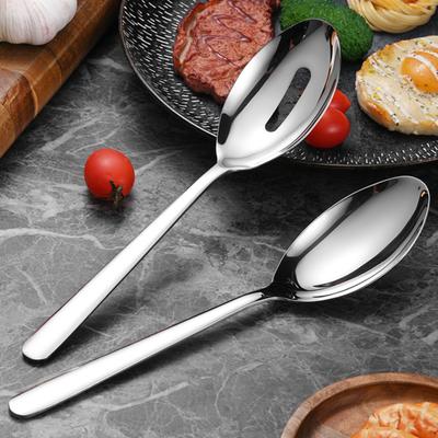 Colher de Servir em Aço Inoxidável Elegante Utensílio de Buffet Colher Fatiada Resistente para Servir Colher para Cozinha de Restaurante de Grau Comercial
