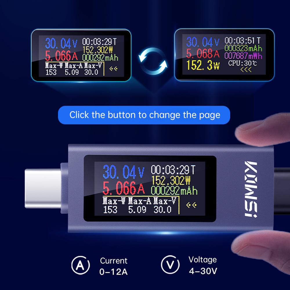 KWS-2301C KWS-2302C Multifunctional Digital Display DC Voltage Current Meter Power Meter Phone Charging Tester Type-C