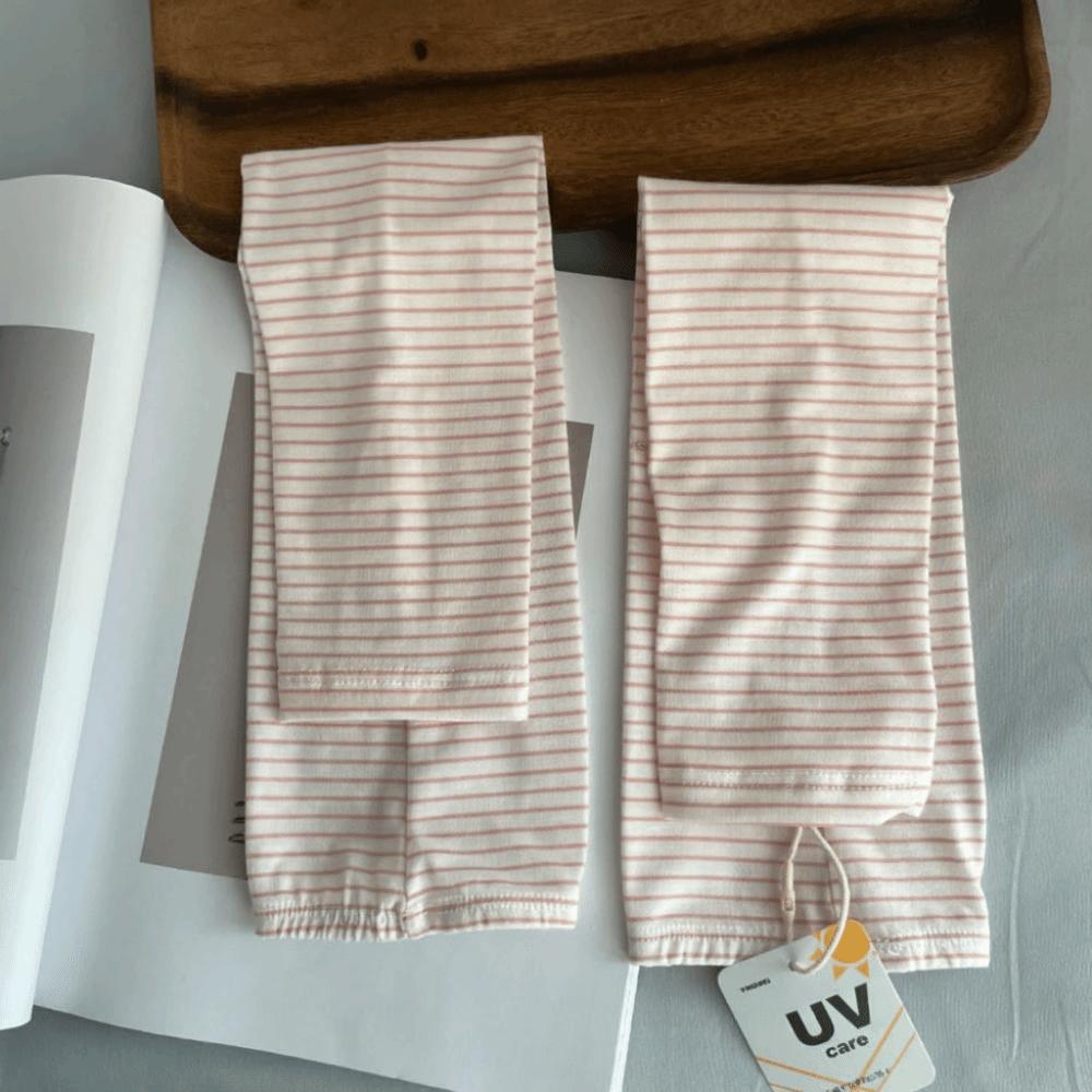 1 Pair Retro Sun Protection Sleeves Striped Design Japanese Style Ice Silk Sleeves Breathable UV Protection UV Resistant Sleeves розовый