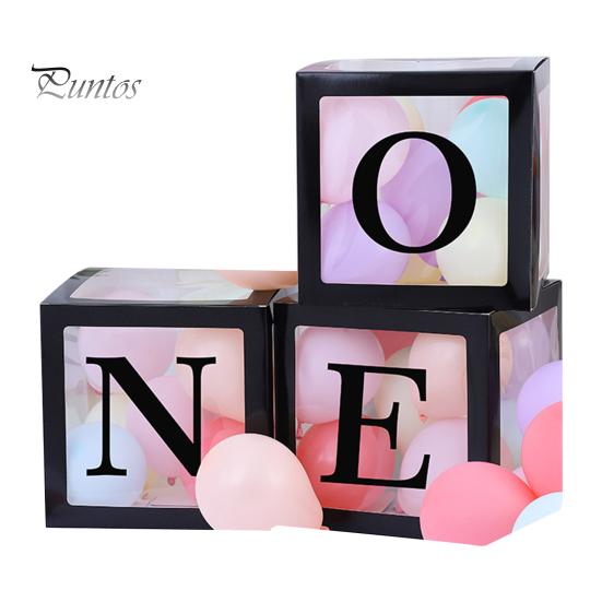1st Birthday One Balloon Box Letter Print Clear Baby Shower Box Boy Girls Carnival Circus Birthday Decoration