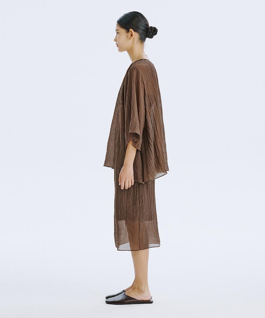 Bundercammer Sheer Banding Skirt_Brown