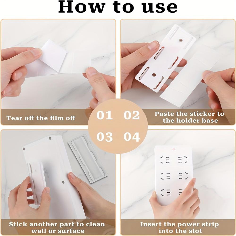 1-11pc Self-Adhesive Socket Fixer Hanging Power Strip Holder Wall Holder Cable Fixator Removable Office Household Organizer