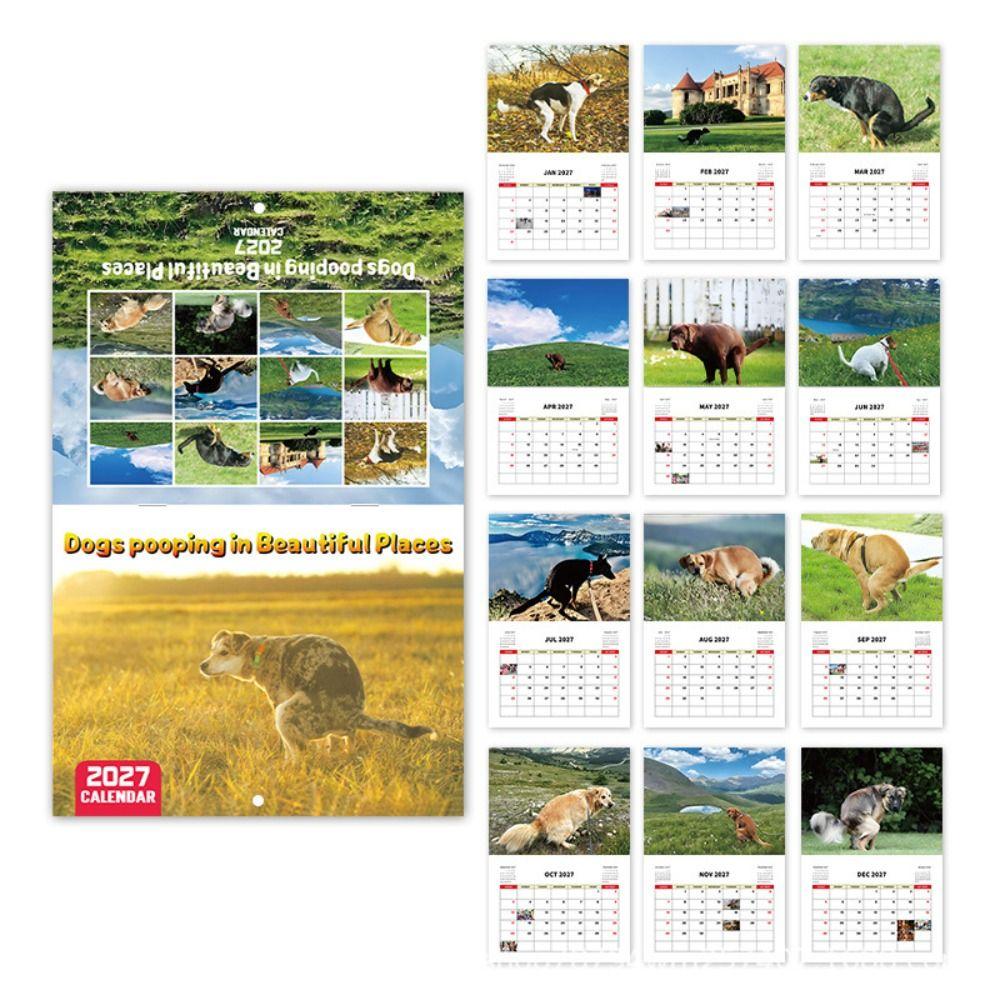 Monthly Layout Wall Calendar Wall Hanging Dogs Pooping Calendar New Agenda Schedule Organizer  Home